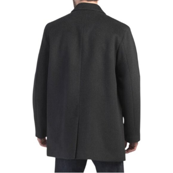 COLE HAAN Charcoal Wool And Cashmere Blend Car Coat - Picture 2 of 3